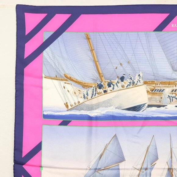 HERMES Carre 90 Scarf ""REFALES"" Silk Blue Auth - Picture 4 of 15